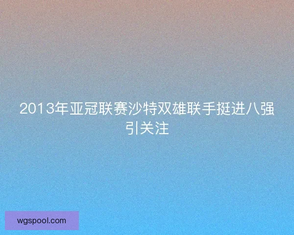 2013年亚冠联赛沙特双雄联手挺进八强引关注