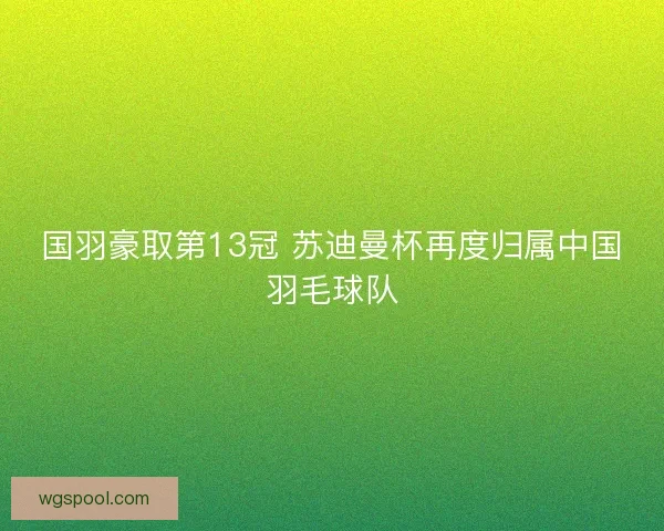 国羽豪取第13冠 苏迪曼杯再度归属中国羽毛球队