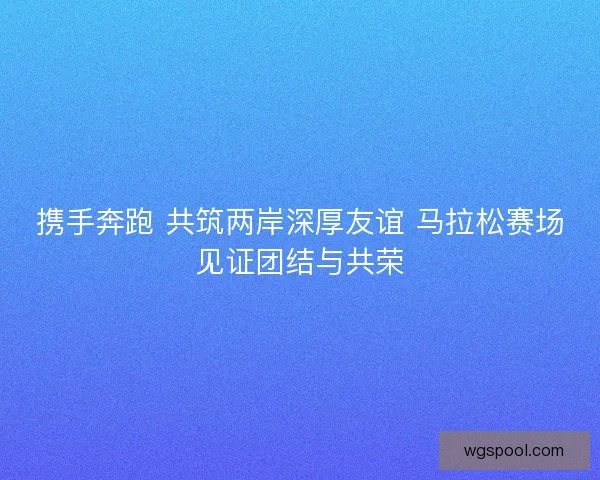 携手奔跑 共筑两岸深厚友谊 马拉松赛场见证团结与共荣