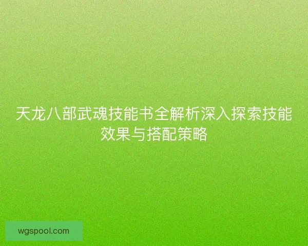 天龙八部武魂技能书全解析深入探索技能效果与搭配策略