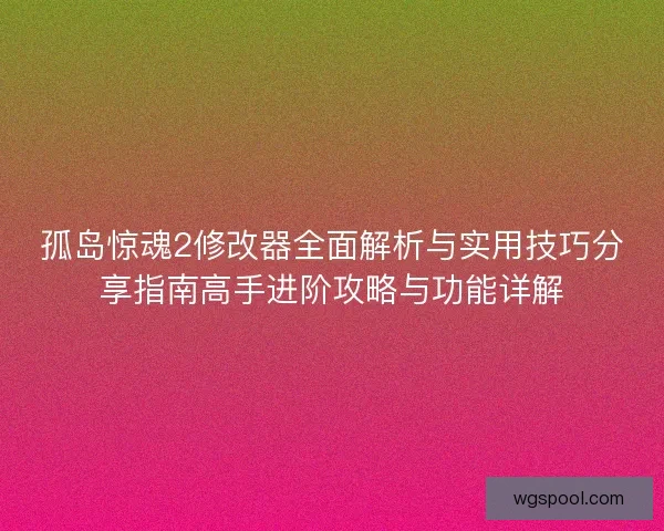 孤岛惊魂2修改器全面解析与实用技巧分享指南高手进阶攻略与功能详解